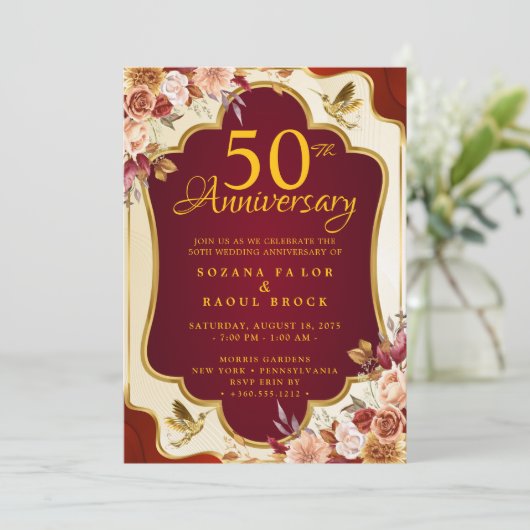Uitnodiging tot 50e Jubileum voor bruiloft (Staand voorkant)