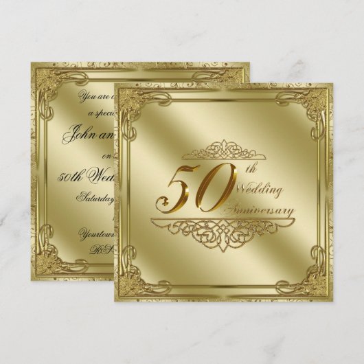 Uitnodiging tot 50e Jubileum voor bruiloft (Voorkant / Achterkant)