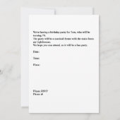 Uitnodiging tot 70e verjaardag van de Mannelijke P (Achterkant)