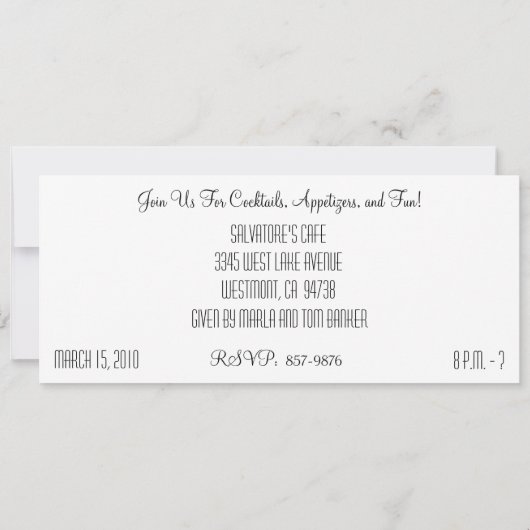 Uitnodiging tot 70e verjaardag van de verjaardag v (Achterkant)