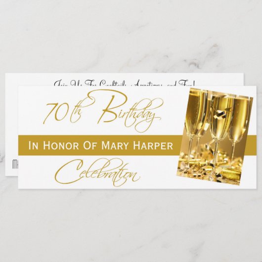 Uitnodiging tot 70e verjaardag van de verjaardag v (Voorkant / Achterkant)