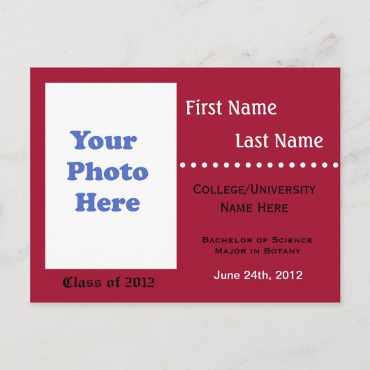 Uitnodiging tot aankondiging van afstuderen van de (Voorkant)