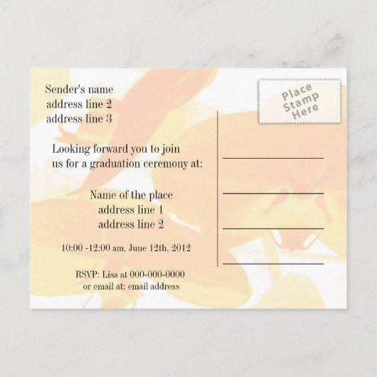 Uitnodiging tot aankondiging van afstuderen van de (Achterkant)