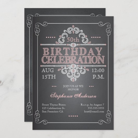 uitnodiging tot aardedag in Chalkboard (Voorkant / Achterkant)