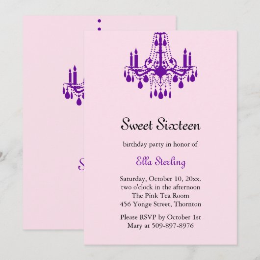 Uitnodiging tot aardedag in Grand Ballroom (paars) (Voorkant / Achterkant)