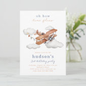  uitnodiging tot aardedag | Vliegtuig (Staand voorkant)