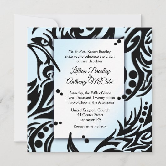 Uitnodiging tot abstract huwelijk met zwarte en bl (Voorkant)