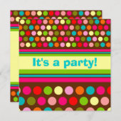 Uitnodiging tot afspeelbare poka Dots Birthday (Voorkant / Achterkant)