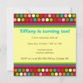 Uitnodiging tot afspeelbare poka Dots Birthday (Achterkant)