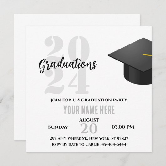 Uitnodiging tot afstuderen (Voorkant / Achterkant)