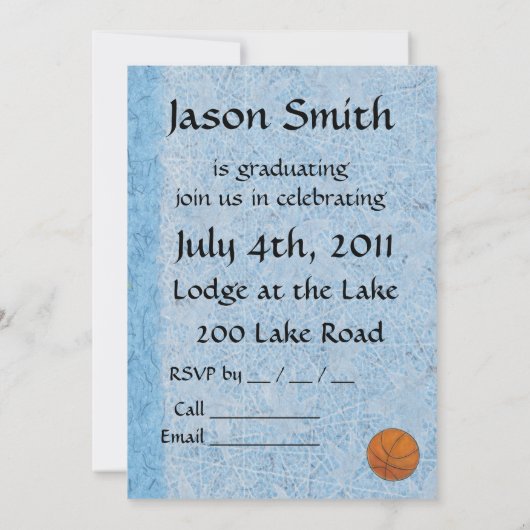 Uitnodiging tot afstuderen - Basketball Thema (Achterkant)