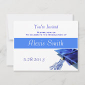 Uitnodiging tot afstuderen - Blauw Pet en Tassel (Voorkant)