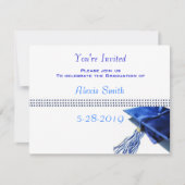 Uitnodiging tot afstuderen - Blauw Pet en Tassel I (Voorkant)