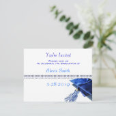 Uitnodiging tot afstuderen - Blauw Pet en Tassel I (Staand voorkant)