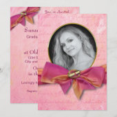 Uitnodiging tot afstuderen — FOTO/JAARINVOER/Roze  (Voorkant / Achterkant)