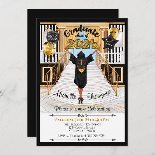 Uitnodiging tot Afstuderen in Afrika - Amerikaans (Voorkant / Achterkant)