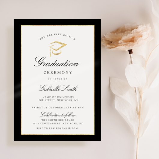 uitnodiging tot afstuderen in zwart - wit