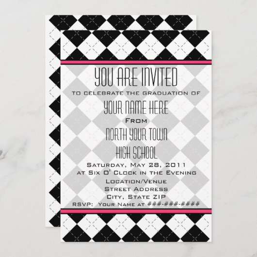 Uitnodiging tot afstuderen - Klasse 2011 Argyle (Voorkant / Achterkant)