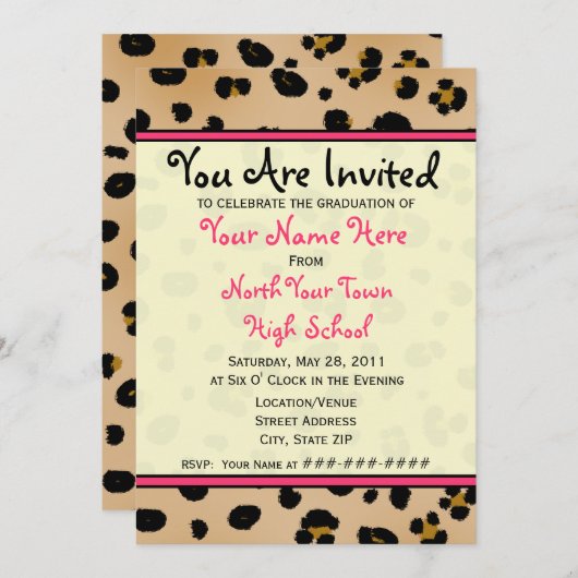 Uitnodiging tot afstuderen - Klasse van de luipaar (Voorkant / Achterkant)