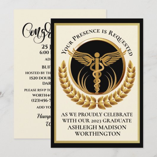 Uitnodiging tot Afstuderen Medische School (Voorkant / Achterkant)