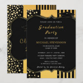 Uitnodiging tot Afstuderen met zwarte goudvormgevi (Voorkant / Achterkant)