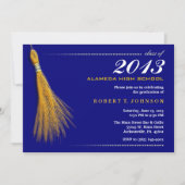 Uitnodiging tot afstuderen - Navy Blue & Gold Invi (Voorkant)