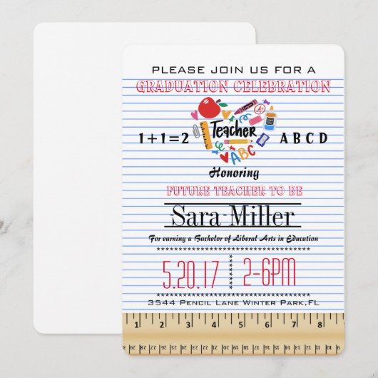 Uitnodiging tot Afstuderen notitieboek paper leraa (Voorkant / Achterkant)