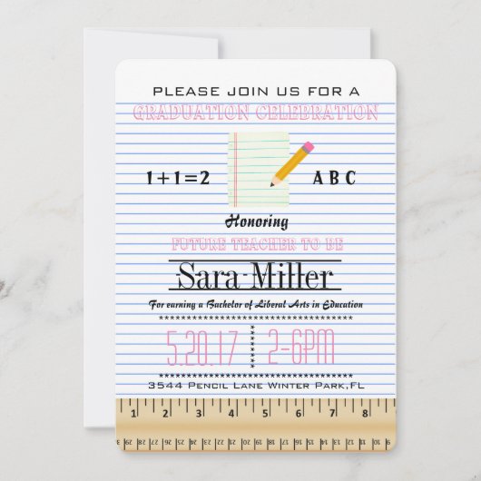 Uitnodiging tot Afstuderen notitieboek paper leraa (Voorkant)