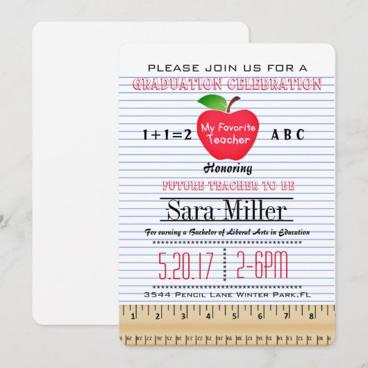 Uitnodiging tot Afstuderen notitieboek paper leraa (Voorkant / Achterkant)