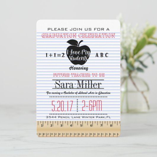 Uitnodiging tot Afstuderen notitieboek paper leraa (Staand voorkant)