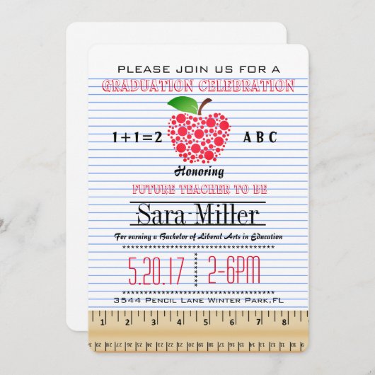 Uitnodiging tot Afstuderen notitieboek paper leraa (Voorkant / Achterkant)