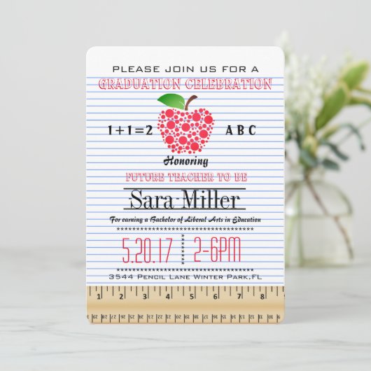 Uitnodiging tot Afstuderen notitieboek paper leraa (Staand voorkant)