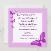 Uitnodiging tot afstuderen - Paarse butterflies - (Achterkant)