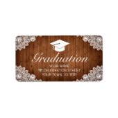 Uitnodiging tot Afstuderen Rustic Wood & White Lac Etiket (Voorkant)