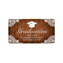 Uitnodiging tot Afstuderen Rustic Wood & White Lac Etiket