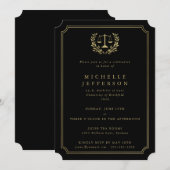 Uitnodiging tot Afstuderen van Black/Gold Law Scho (Voorkant / Achterkant)