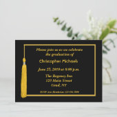 Uitnodiging tot Afstuderen van Black Gold Tassel B (Staand voorkant)