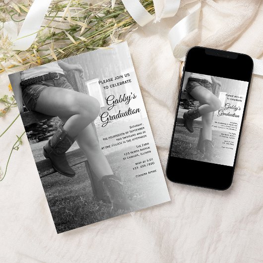 Uitnodiging tot Afstuderen van Cowgirl en Fence Ba