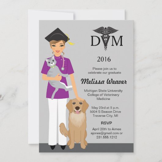 Uitnodiging tot Afstuderen van de diergeneeskunde (Voorkant)