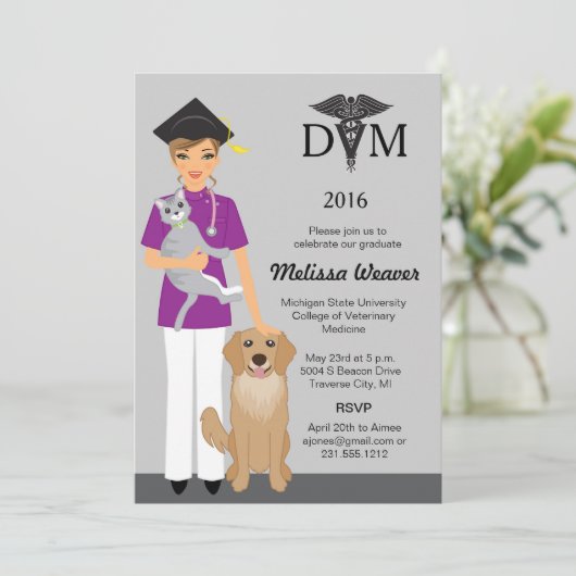 Uitnodiging tot Afstuderen van de diergeneeskunde  (Staand voorkant)