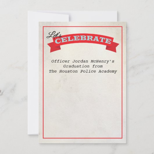 Uitnodiging tot Afstuderen van de Politieacademie (Achterkant)