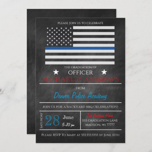 Uitnodiging tot Afstuderen van de Politieacademie (Voorkant / Achterkant)