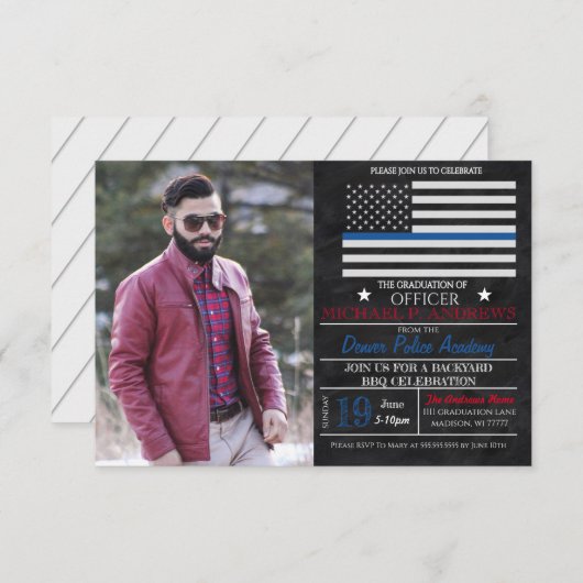 Uitnodiging tot Afstuderen van de Politieacademie (Voorkant / Achterkant)