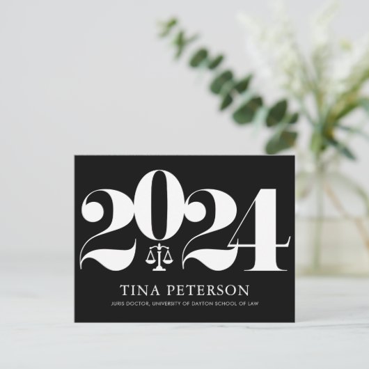 Uitnodiging tot Afstuderen van de rechtenschool (Staand voorkant)