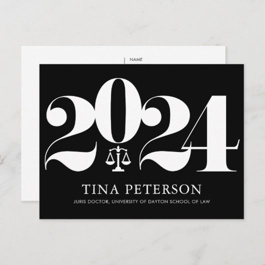 Uitnodiging tot Afstuderen van de rechtenschool (Voorkant / Achterkant)