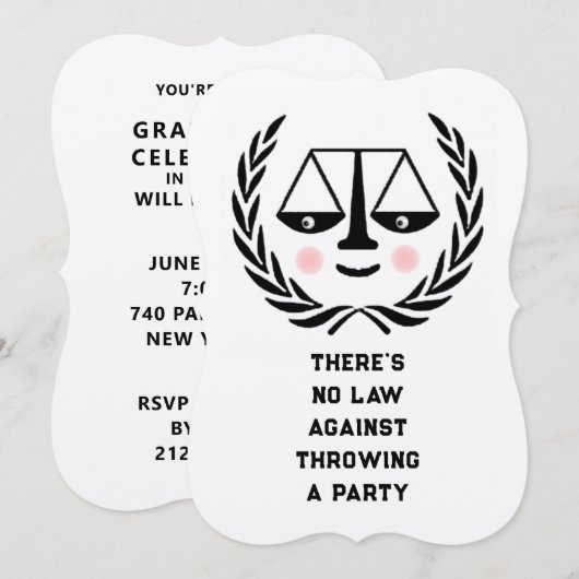 Uitnodiging tot Afstuderen van de rechtenschool (Voorkant / Achterkant)