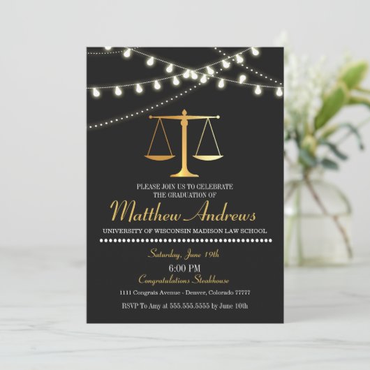 Uitnodiging tot Afstuderen van de rechtenschool (Staand voorkant)