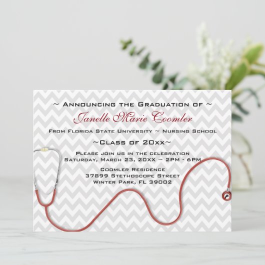 Uitnodiging tot Afstuderen van de Stethoscoop Medi (Staand voorkant)