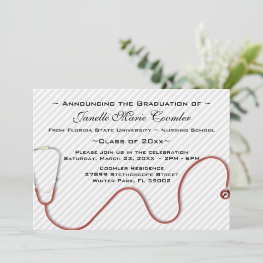Uitnodiging tot Afstuderen van de Stethoscoop Medi (Staand voorkant)