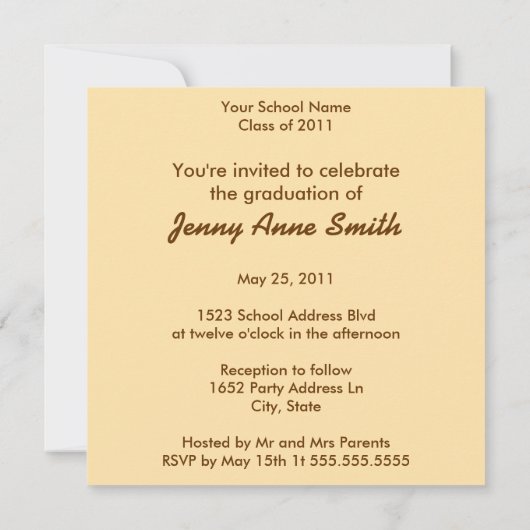 Uitnodiging tot Afstuderen van gepersonaliseerde S (Achterkant)